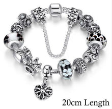 将图片加载到图库查看器,BAMOER Silver Charms Bracelet & Bangles With Queen Crown Beads PA1823