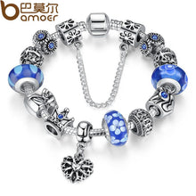 将图片加载到图库查看器,BAMOER Silver Charms Bracelet & Bangles With Queen Crown Beads PA1823