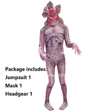 将图片加载到图库查看器,Halloween Women Men Scary Demogorgon Biochemical Zombie Cosplay Costume Mask Headgear Set Carnival Digusting Men-eater Outfit
