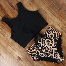 将图片加载到图库查看器,High Waist Bikini Leopard Swimsuit Women Bikini 2020 Floral Swimsuit Print High Neck Bikini Push Up Swimwear Snake Bathing Suit