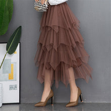 将图片加载到图库查看器,Elastic High Waist Skirts Women Comfortable Tulle Pleated Tutu Skirt Ladies Midi Skirt Girl Summer Skirts Faldas Mujer Moda 2020