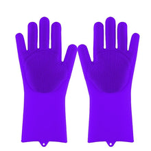 将图片加载到图库查看器,Magic Silicone Dishwashing Scrubber Dish Washing Sponge Rubber Scrub Gloves Kitchen Cleaning 1 Pair