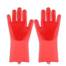 将图片加载到图库查看器,Magic Silicone Dishwashing Scrubber Dish Washing Sponge Rubber Scrub Gloves Kitchen Cleaning 1 Pair