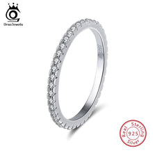 将图片加载到图库查看器,ORSA JEWELS 925 Sterling Silver Rings Women Classic Round Full Pave AAA Cubic Zircon Engagement Wedding Band Ring for Girls SR63