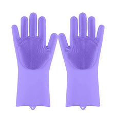 将图片加载到图库查看器,Magic Silicone Dishwashing Scrubber Dish Washing Sponge Rubber Scrub Gloves Kitchen Cleaning 1 Pair