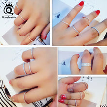 将图片加载到图库查看器,ORSA JEWELS 925 Sterling Silver Rings Women Classic Round Full Pave AAA Cubic Zircon Engagement Wedding Band Ring for Girls SR63