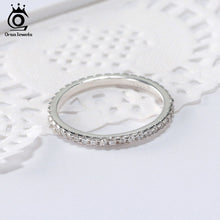 将图片加载到图库查看器,ORSA JEWELS 925 Sterling Silver Rings Women Classic Round Full Pave AAA Cubic Zircon Engagement Wedding Band Ring for Girls SR63