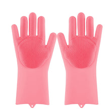 将图片加载到图库查看器,Magic Silicone Dishwashing Scrubber Dish Washing Sponge Rubber Scrub Gloves Kitchen Cleaning 1 Pair