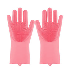将图片加载到图库查看器,Magic Silicone Dishwashing Scrubber Dish Washing Sponge Rubber Scrub Gloves Kitchen Cleaning 1 Pair