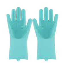 将图片加载到图库查看器,Magic Silicone Dishwashing Scrubber Dish Washing Sponge Rubber Scrub Gloves Kitchen Cleaning 1 Pair