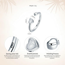 将图片加载到图库查看器,BAMOER 925 Sterling Silver Double Hearts Of Love, Silver Enamel Open Finger Rings PA7630