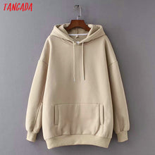 将图片加载到图库查看器,Tangada women fleece hoodie sweatshirts winter japanese fashion 2020 oversize ladies pullovers warm pocket hooded jacket SD60