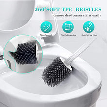 将图片加载到图库查看器,Toilet Brush and Holder, FYLINA Silicone Bristles Toilet Bowl Cleaner Brush and Holder Set for Bathroom with Water Storage Drawer & Quickly Drying Design, Floor Standing &Wall Mounted Without Drilling
