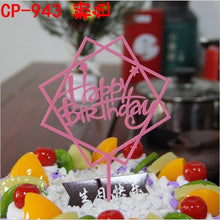 将图片加载到图库查看器,Glitter Happy Birthday Cake Topper Acrylic Letter Gold Silver Cake Top Flag Decoration for Boy Birthday Party Wedding Supplies