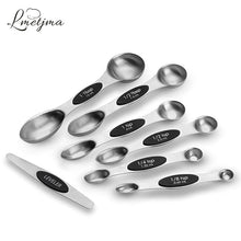 将图片加载到图库查看器,LMETJMA 7pcs/set Magnetic Measuring Spoons Set with Leveler Stainless Steel Double-Sided Measuring Spoons Set for Cooking Baking