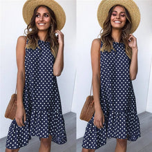 将图片加载到图库查看器,Lossky Women Summer Dress Polka Dot Chiffon Sleeveless Beach Mini Casual Yellow Sundress 2020 Fashion Plus Size Dress For Women