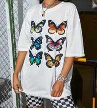 将图片加载到图库查看器,VIP HJN Butterfly T Shirt Aesthetic Cotton T Shirt Women Harajuku Graphic Tees Shirt Sun Flower Butterfly Women's T-shirt