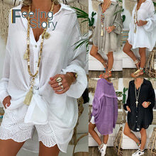 将图片加载到图库查看器,Long Sleeve Plus Size Linen Shirt Women White Button Down Shirt Loose Casual Cotton Blouse Womens Tops and Blouses Shirts Blusas