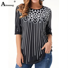 将图片加载到图库查看器,Plus size 4xl 5xl Women New Elegant Summer Fashion Elasticity Female Casual Loose Ladies print Top Half Sleeve T-ShirtTee Shirt