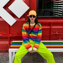 将图片加载到图库查看器,Color Striped Long-Sleeved Round Neck Sweater