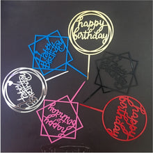 将图片加载到图库查看器,Glitter Happy Birthday Cake Topper Acrylic Letter Gold Silver Cake Top Flag Decoration for Boy Birthday Party Wedding Supplies