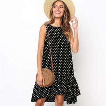 将图片加载到图库查看器,Lossky Women Summer Dress Polka Dot Chiffon Sleeveless Beach Mini Casual Yellow Sundress 2020 Fashion Plus Size Dress For Women