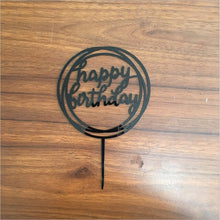 将图片加载到图库查看器,Glitter Happy Birthday Cake Topper Acrylic Letter Gold Silver Cake Top Flag Decoration for Boy Birthday Party Wedding Supplies