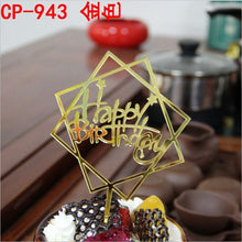 将图片加载到图库查看器,Glitter Happy Birthday Cake Topper Acrylic Letter Gold Silver Cake Top Flag Decoration for Boy Birthday Party Wedding Supplies