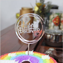 将图片加载到图库查看器,Glitter Happy Birthday Cake Topper Acrylic Letter Gold Silver Cake Top Flag Decoration for Boy Birthday Party Wedding Supplies