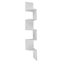 将图片加载到图库查看器,goten-Wood Corner 5 tiers Wall Shelf Zig Zag Wooden Shelves Wooden Mount Rack Home Furniture White