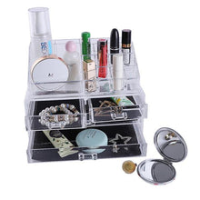 将图片加载到图库查看器,Multi-check & 4 Drawers Integrated Acrylic Makeup Case Cosmetics Organizer Transparent