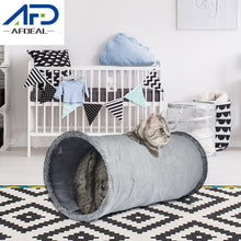 将图片加载到图库查看器,Gray Collapsible Cat Tunnel Funny Plush Cat Tunnel Kitten Play Tube with Ball Interactive Toy Ball Cat Pet Toy