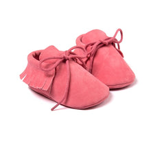 将图片加载到图库查看器,Newborn Baby Boy Girl Moccasins Shoes Fringe Soft Soled Non-slip Footwear Crib Shoes PU Suede Leather First Walker Shoes