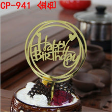 将图片加载到图库查看器,Glitter Happy Birthday Cake Topper Acrylic Letter Gold Silver Cake Top Flag Decoration for Boy Birthday Party Wedding Supplies