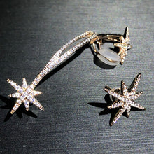 将图片加载到图库查看器,New 925 pure meteor Earrings hexagon Star Lucky Star Christmas Korean Black Pearl Earrings Fashion light luxury jewelry