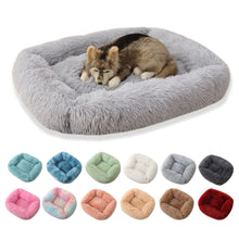 将图片加载到图库查看器,Square Dog Bed Super Soft Warm Plush Cat Mat Dog Beds Long Plush Solid Color Pet Beds Cat Mat For Little Medium Large Pets