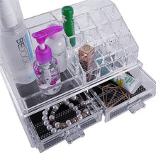 将图片加载到图库查看器,Multi-check & 4 Drawers Integrated Acrylic Makeup Case Cosmetics Organizer Transparent