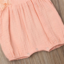 将图片加载到图库查看器,Pretty Summer Newborn Kid Baby Girl Outfits Lace Ruffle Sleeve Romper Solid Jumpsuit Bow Headband 2Pcs Baby Girl Sets 0-24M