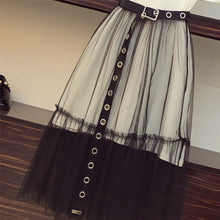将图片加载到图库查看器,Sarah test Summer 2020 New Women's Letter print Strapless Long T-shirt +Mesh See Through Skirt 2 Piece Sets Fashion Belt Skirts Suits