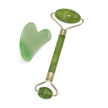 将图片加载到图库查看器,oberlo 2 in 1 Green Roller and Gua Sha Tools Set by Natural Jade Scraper Massager with Stones for Face Neck Back and Jawline