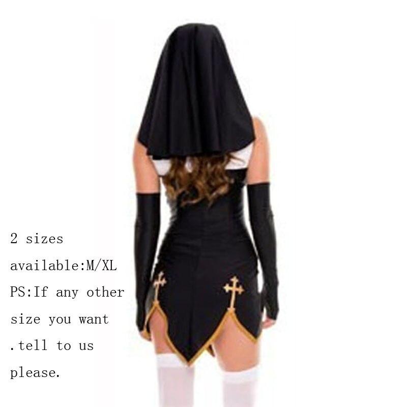 Easter Sexy Nun Costume Adult Women Halloween Cosplay Fancy Girl Sister Party With Stockings Hoodie