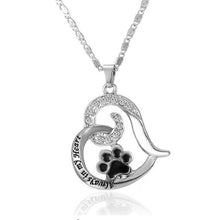 将图片加载到图库查看器，Pet Memorial jewelry pet Foot paw print heart necklace
