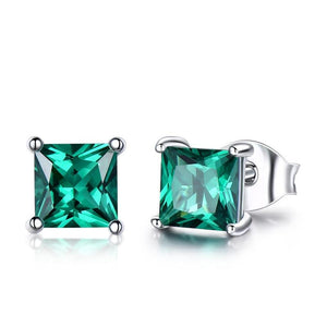 925 Sterling Silver Stud Earrings Created Nano Emerald Temperament Fashion Earring 2021 Trend Party Fine Jewelry Gift  for Women