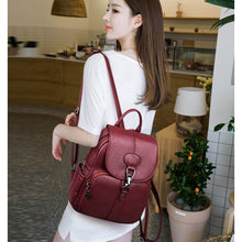 将图片加载到图库查看器，Multifunction Women Leather Backpack For Lady School Bag Shoulder Sac A Dos Travel Back pack Rucksacks
