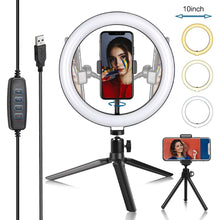 将图片加载到图库查看器，10 &quot; Ring Light Camera Tripod Mini Camera Holder Slip Clip Set
