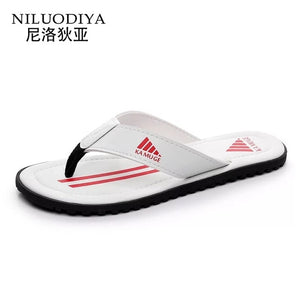 Brand PU Leather Summer Men Slippers Beach Sandals Comfort Men Casual Shoes Fashion Men Flip Flops Hot Sell Footwear 2019