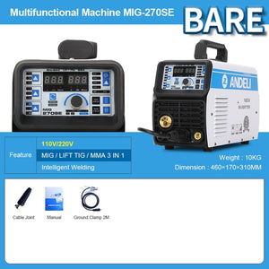 ANDELI MIG-270SE 3 in 1 tig mig Welder 110V/220V MIG TIG MMA Welding Machine Gasless Welder Mig Welding Machine