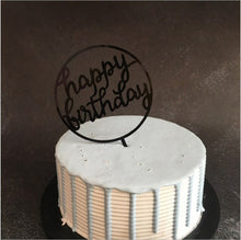 将图片加载到图库查看器，Glitter Happy Birthday Cake Topper Acrylic Letter Gold Silver Cake Top Flag Decoration for Boy Birthday Party Wedding Supplies
