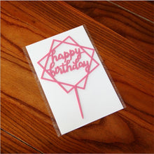 将图片加载到图库查看器，Glitter Happy Birthday Cake Topper Acrylic Letter Gold Silver Cake Top Flag Decoration for Boy Birthday Party Wedding Supplies
