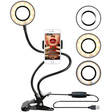 将图片加载到图库查看器，Photo Studio Selfie LED Ring Light with Cell Phone Mobile Holder for Youtube Live Stream Makeup Camera Lamp for iPhone Android
